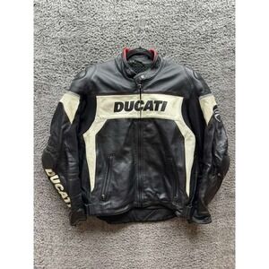 Ducati By Dainese Leather Motorcycle Racing Full Zip Biker Jacket Mens Size 54